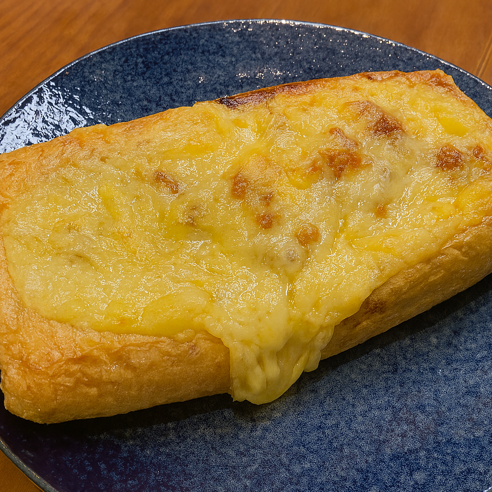 納豆チーズ入り栃尾揚げを焼く完成工程