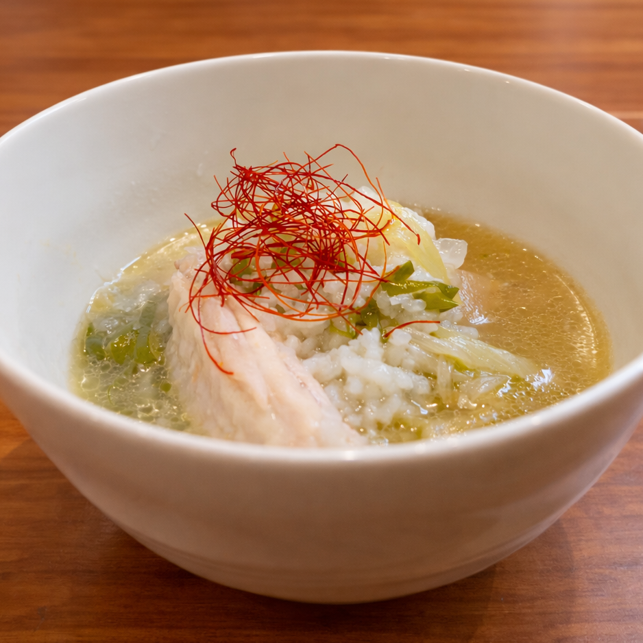 炊飯して糸唐辛子を飾って完成する工程